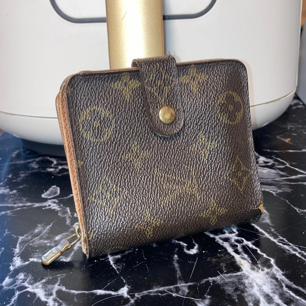 Louis Vuitton Brown Monogram Compact Wallet with Gold Hardware. Authentic. - Picture 2 of 16